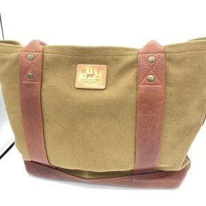 Olive Green Canvas and Leather Tote by Will Leather